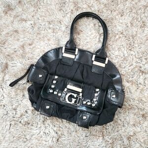Guess Vintage Y2K Black Faux Leather‎ Silver Studded Handbag